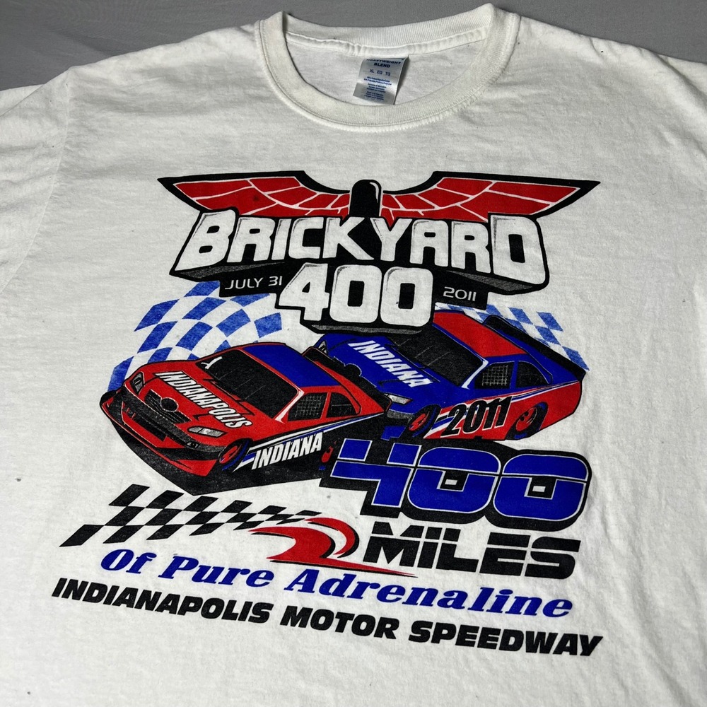Jerzees 2011 Brickyard 400 Indianapolis Motor Speedway Racing T-Shirt XL White